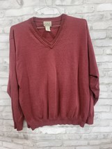 L.L. Bean Maroon Long Sleeve V-Neck XXL Regular 100% Cotton Golf Casual ... - $24.99