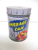 CASE MANUFACTURING GARBAGE CAN TIN ENGLAND CANISTER 6 6/16&quot; T X4 6&quot; VINTAGE - £14.83 GBP