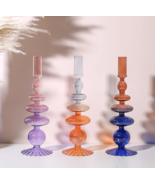 New Set Of 3 Creative Minimalist Glass Candlestick Vase Figurine - £51.80 GBP