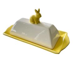 Large Ceramic Butter Dish Arlington Design Bunny Rabbit Lid Easter Sprin... - $14.85