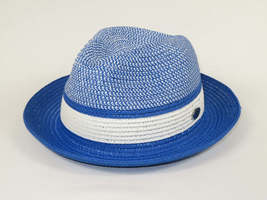 Men's Bently Semi Crushable Fedora Briad Straw Hat Dante DA222 Royal White image 5