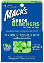 Mack&#39;s Snore Blockers Soft Foam Earplugs 12 Pairs (Pack of 4) - £29.46 GBP
