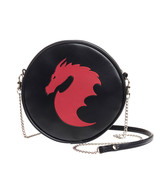 Red Dragon Black Purse Round Vinyl Shoulder Bag Handbag Alchemy Gothic GB6 - $29.95