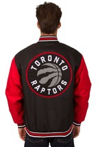 NBA Toronto Raptors Jackets Poly Twill Jacket Patch Logos  JH Design Black Red - £111.93 GBP