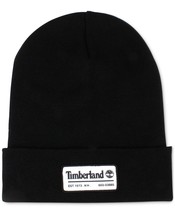 Timberland Mens Slouch Patch Logo Beanie Black ONE SIZE B4HP - £15.94 GBP