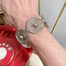 1970s Vintage Concentric Circle Chunky Silver Bracelet Bangle Unisex Ban... - $640.72
