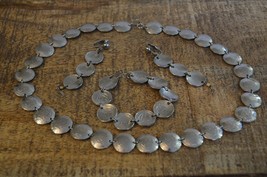 Peruvian Centavos Coin Necklace Bracelet and Earrings Set Vintage Hand Hammered - £45.33 GBP