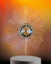 MCM DIEHL Starburst Atomic Wire Brass 8-Day Windup Wall Clock w/ Key Ger... - $910.48