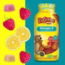 L&#39;il Critters Omega-3 DHA 220 Gummy Bears Childrens Vitamins - £24.76 GBP