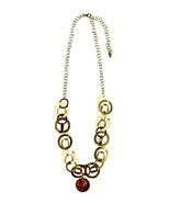 Genuine Baltic Amber and 18K Gold-Plated Rings Necklace - $7,441.26 MXN