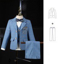 Kids formal blazer jacket vest pants bowtie 4pcs tuxedo dress children photography suit thumb200