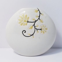 Small 5&quot; Bud Vase Embossed Yellow Floral Pattern - £15.84 GBP