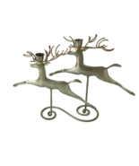 Vintage Christmas Reindeer Metal Candle Holder 12&quot; tall holiday decor - $39.59