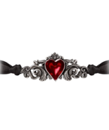 Alchemy Gothic Betrothal Choker Necklace Ornate Red Heart Tie Fine Pewte... - $86.09 CAD