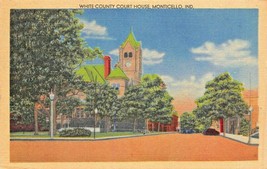 Monticello Indiana~White County Court House 1950POSTCARD - £7.58 GBP