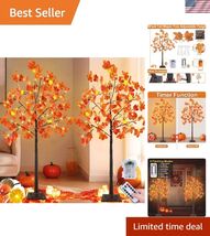 Thanksgiving Decorations 2 Pack 4 Ft Prelit Lighted Fall Maple Tree with... - $49.89