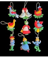 VTG Bucilla Twelve Days Of Christmas Felt Jeweled Christmas 9 Ornaments  - $91.76