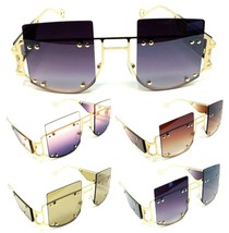 Womens Square Oversized Sunglasses Side Shield Futuristic Retro Designer Fashion - £7.95 GBP