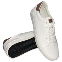 NWT CALVIN KLEIN MSRP $159.99 MEN&#39;S CREAM LEATHER LOW TOP SNEAKERS SIZE ... - $58.49