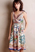 Nwt Anthropologie Tied Acionna Silk Dress By Collette Dinnigan 4 - £84.44 GBP