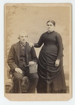 Antique Circa 1880s Cabinet Card Stoic Older Couple Man With Book Bellefonte, PA - £7.41 GBP