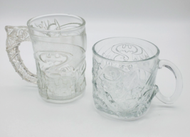 Vintage DC Comics Batman Forever &amp; Riddle Embossed Glass Mugs 1995 McDonalds EUC - £7.67 GBP