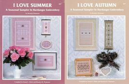2X I Love Summer &amp; Autumn Hardanger Embroidery Seasonal Sampler Watnemo ... - $15.99