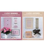 2X I Love Summer &amp; Autumn Hardanger Embroidery Seasonal Sampler Watnemo ... - $300.79 MXN