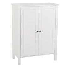 Cabinet Storage Bathroom Standing Double Doors Kitchen Side Cupboard White - £56.29 GBP