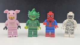 LEGO 4x Minifigure Lot Swamp Creature Spiderman Mummy Pig Damaged/Cracks... - $144.20 MXN