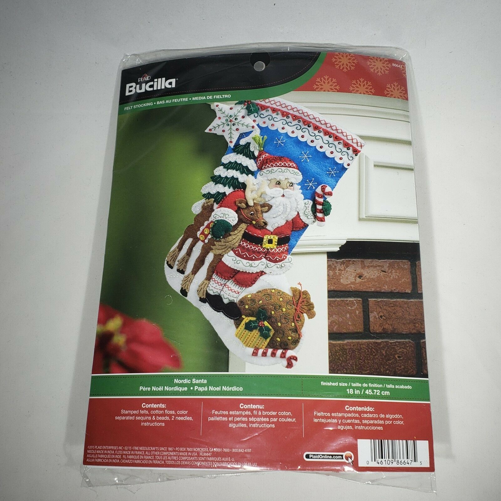 Plaid Bucilla Nordic Santa Christmas Felt Stocking Kit #86647 Sealed Complete - $32.95