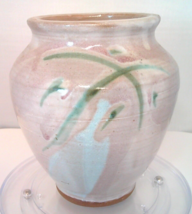  Pottery Vase Signed Glassy? Abstract Art Nouveau Pink Vintage 5 In - £17.57 GBP