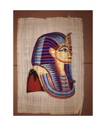 Papyrus Paper Egyptian Art Hand Painted King Tut Unique Vintage 17&quot; x 24... - £60.84 GBP