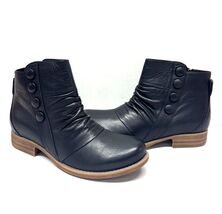 MIZ MOOZ SOFT RUCHED LEATHER BOOTIE SIDE ZIP BLACK 37EU / 7US NEW Z-86 - €101,40 EUR