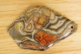 Artisan Jewelry Supply Mexican Lace Agate Polished Gemstone Slab Pendant 70x45MM - £15.81 GBP