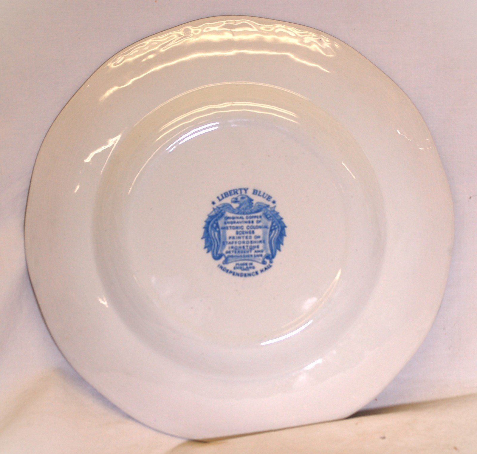 Liberty Blue Staffordshire Dinner Plate Blue & White Floral Rim Scenes in Center Item image 3