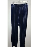 Susan Graver Stretch Velvet Blue Wide Waistband Pants Full Length Size M... - $29.99