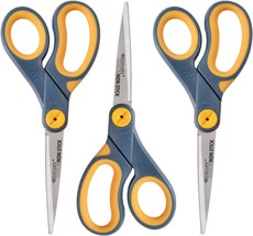 8&quot; Titanium Bonded Non Stick Scissors For Office Home Gray Yellow 3 Pack 15454 - £36.98 GBP