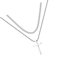 Stainless Steel Cross Necklaces for Men Layered Cuban - £37.53 GBP