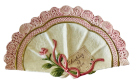 Fitz &amp; Floyd Decorative Thinking of You Fan Shaped Plate Pink White a Rose 10&quot; - £13.74 GBP