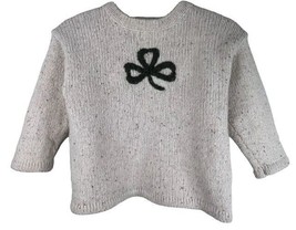 IRELANDSEYE ~ Lambswool ~ Silk ~ Cream Speckled ~ Crewneck Sweater ~ Size Medium - £17.72 GBP