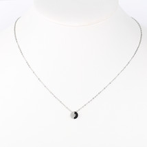 Silver Tone &amp; Black Pendant Necklace With Swarovski Style Crystal - £18.73 GBP