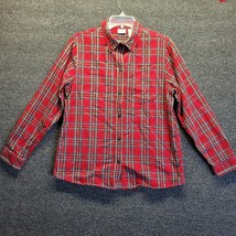 LL Bean Women’s Red Scotch Plaid Flannel Shirt Sz M 273137 - £17.01 GBP