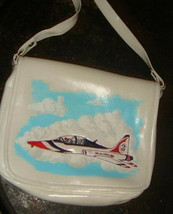 Vintage White Vinyl USAF Fighter Jet Handbag Purse Gadol Embroidery Co F... - £18.20 GBP