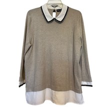 Karl Lagerfeld Womens Taupe Beaded Trim Long Sleeve Side Slit Fairygoth ... - $32.55