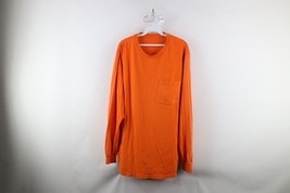 Vintage 90s Streetwear Mens XLT Faded Blank Long Sleeve T-Shirt Blaze Or... - $48.50 CAD