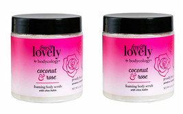 2 Pk Free &amp; Lovely By Bodycology Coconut &amp; Rose Foaming Bath Scrub W/Shea Butter - £19.77 GBP