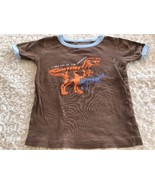Osh Kosh Boys Brown Orange Dinosaur Short Sleeve Snug Fit Pajama Shirt 8 - £4.25 GBP