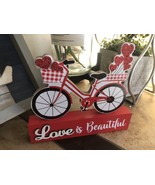 Love Is Beautiful Bicycle Bike Farmhouse Rustic Sign Shelf Sitter Decor ... - £7.62 GBP