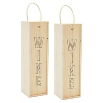 2 Pack Single Bottle Wooden Wine Gift Boxes With Sliding Lid For Housewarming - £39.93 GBP
